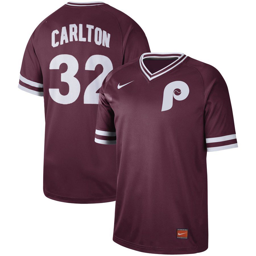 Men Philadelphia Phillies #32 Carlton Red Nike Cooperstown Collection Legend V-Neck MLB Jersey->philadelphia phillies->MLB Jersey